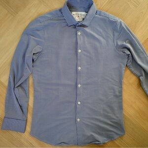 Men's Mizzen+Main Spinnaker Collection Trim Fit Blue Check Dress Shirt - Size M